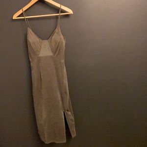 Olive green suede bodycon dress